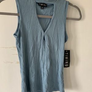 Baby blue keyhole cutout top